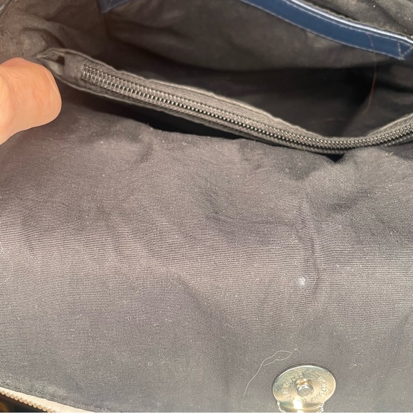 Tignanello Classic Saddlebag Navy Leather Handbag Shoulder Bag pre-owned - Picture 6 of 13